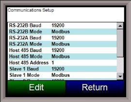 RPS Screen - Communications Setup Screen